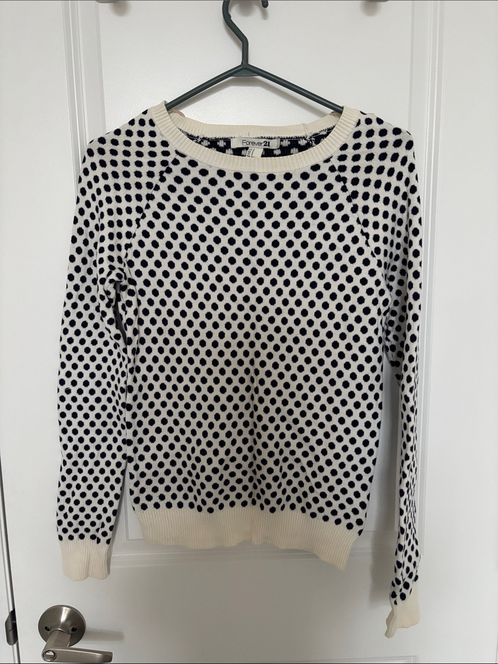 Forever 21 Cream Sweater with Polka Dots